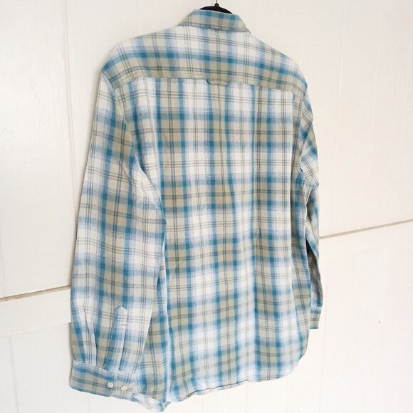 Surf Pendleton Mens M Flannel Long Sleeve Button Shirt 100% Cotton Blue Green - Picture 6 of 8